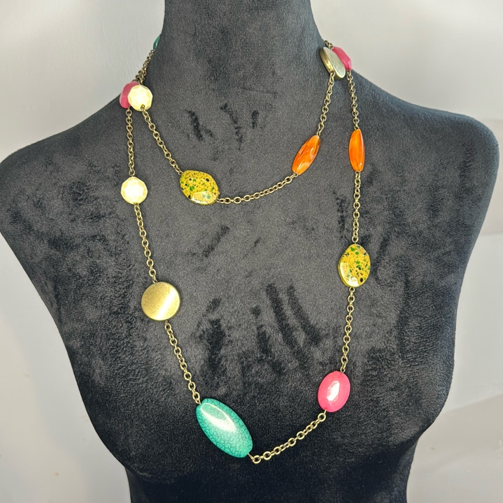 Antiqued Gold‎ and Large Bead Necklace